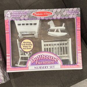 Melissa & Doug White Dollhouse Nursery Furniture Set with Rocker